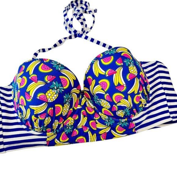 Bongo Juniors Strappy Back Padded Swim Top Size XL Multicolored-Halter Strap - Picture 4 of 8